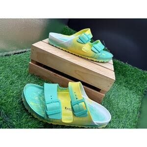 Birkenstock- Arizona EVA Sandals-Green/Yellow-Size 9-9.5W